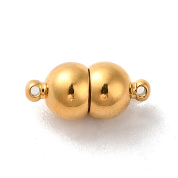 Ion Plating(IP) 304 Stainless Steel Magnetic Clasps, Real 18K Gold Plated, 17.5x8mm, Hole: 1mm