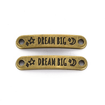 Alloy Connector Charms, Cadmium Free & Lead Free, Oval, Antique Bronze, 30x6x1.5mm, Hole: 1.8mm