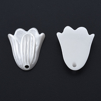 ABS Plastic Imitation Pearl Pendants, Flower, Creamy White, 20x17x6mm, Hole: 1.8mm
