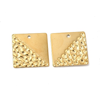 Ion Plating(IP) 304 Stainless Steel Pendants, Square Charm, Real 18K Gold Plated, 22x22x1mm, Hole: 1.6mm
