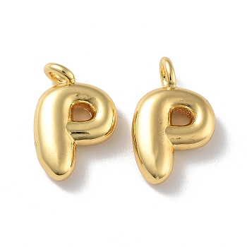 Brass Pendants, Real 18K Gold Plated, Letter P, 19x12x4.5mm, Hole: 3.2mm