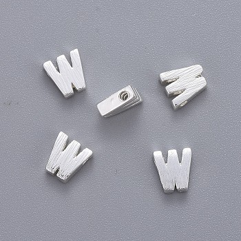 Brass Charms, Letter, Letter.W, 6x5x2mm, Hole: 1mm