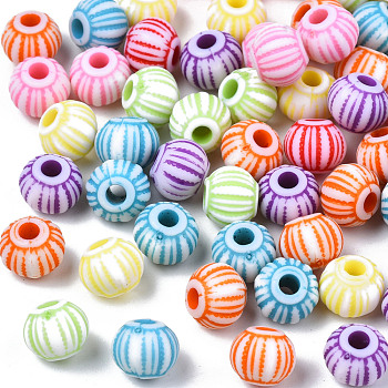 Opaque Acrylic Beads, Round, Mixed Color, 7.5x6mm, Hole: 2mm, about 2760pcs/500g