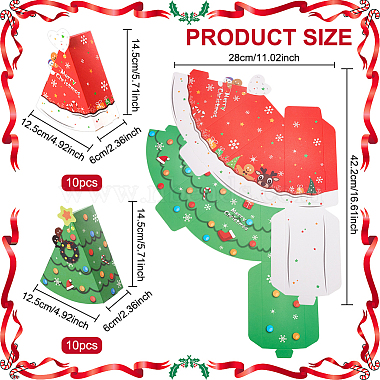 Benecreat 20Stk. 2 Farben Weihnachtsthema faltbare dreieckige Pappschachteln(CON-BC0006-96)-2