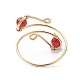 Copper Wire Wrapped Natural & Synthetic Gemstone Open Ring(RJEW-JR00623)-5