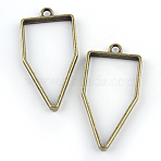 Rack Plating Alloy Polygon Open Back Bezel Pendants, For DIY UV Resin, Epoxy Resin, Pressed Flower Jewelry, Cadmium Free & Nickel Free & Lead Free, Antique Bronze, 45x22x3.5mm, Hole: 3mm(PALLOY-S047-10F-FF)