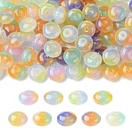 90Pcs 9 Colors Opaque Resin Beads, Rondelle, with Glitter Powder, Two Tone, Mixed Color, 10x6mm, Hole: 1.8mm, 10pcs/color (FIND-CJ0004-80)