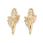 304 Stainless Steel Pendants, Sea Snail Charms, Ion Plating(IP), Long-Lasting Plated, Real 18K Gold Plated, 17x7.5x4mm, Hole: 1~1.2mm(STAS-Q113-01G)