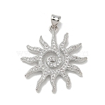 Brass Clear Cubic Zirconia Pendants, Sun Charms, Long-Lasting Plated, Lead Free & Cadmium Free, Platinum, 31x28.5x2.5mm, Hole: 5x3.5mm(KK-E796-07P)