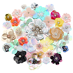 DIY ABS Plastic and Rhinestone Flower for Crafts, Mixed Color, 18~65x21~65x5~15mm(DIY-WH0899-14)