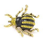 Ladybug Enamel Pins, Alloy Rhinestone Lapel Pins for Backpack Clothes, Golden, Light Topaz, 33x34mm(RB-CBAE32B-03A)