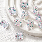 Handmade Lampwork Beads, Famille Rose Porcelain, Triangle, White, 12x9mm, Hole: 1.2mm(PW-WG16F28-01)