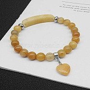 Natural Topaz Jade Charm Stretch Bracelets for Women Men, Heart, No Size(JX9196-7)