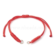 Adjustable Braided Eco-Friendly Korean Waxed Polyester Cord, with 304 Stainless Steel Open Jump Rings, for Link Bracelet Making, Red, 10-5/8 inch(27cm), Hole: 4.5mm(AJEW-JB01205-01)