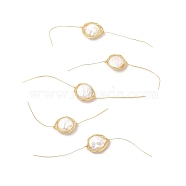 Brass Pearl Beads Findings, Wire Wrapped, Flat Round, Real 14K Gold Plated, 90~116mm(KK-I697-02G)
