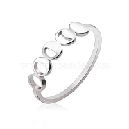 Stainless Steel Finger Ring, Hollow Moon Phase, Stainless Steel Color, US Size 10(19.8mm)(PW-WG27535-04)