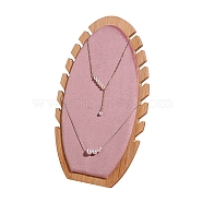 Velvet and Bamboo Necklaces Display Rack, Jewelry Stands For Hanging Necklaces, Flamingo, 7x16x26cm(PW-WG44067-03)
