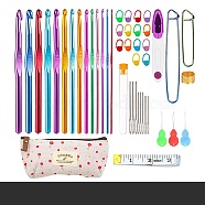 DIY Hand Knitting Craft Art Tools Kit for Beginners, with Storage Case, Crochet Needles Set, Knitting Needles, Needles Stitch Marker, Scissor, Snow, 18.5x8.5x5cm(WG89376-06)