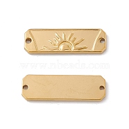 Ion Plating(IP) 304 Stainless Steel Connector Charms, Rectangle Links with Sun Pattern, Real 18K Gold Plated, 30x10x2mm, Hole: 1.5mm(STAS-K242-18G)