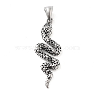 304 Stainless Steel Big Pendant Rhinestones Setting, Snake Charm, Antique Silver, 50x17.5x3mm, Hole: 4.7x9mm(STAS-R225-14AS)