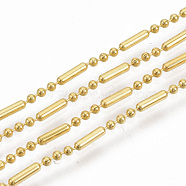 Brass Ball Chains, Ball & Bar Beaded Chains, Long-Lasting Plated, Soldered, with Spool, Cadmium Free & Nickel Free & Lead Free, Golden, 5.8x1.5mm and 1.5mm, about 32.8 Feet(10m)/roll(X-CHC-S008-007A-G)