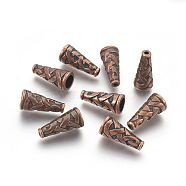 Tibetan Style Alloy Bead Cone, Cadmium Free & Nickel Free & Lead Free, Red Copper, 18x8x8mm, Hole: 1mm(TIBEB-00821-R-NR)