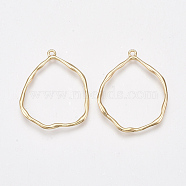 Brass Pendants, Nickel Free, Real 18K Gold Plated, Ring, 36~37x29x1.5mm, Hole: 1.8mm(KK-T038-525G)