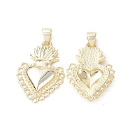 Eco-Friendly Rack Plating Brass Pendants, Long-Lasting Plated, Lead Free & Cadmium Free, with Jump Ring, Sacred Heart Charm, Real 18K Gold Plated, 27x17.5x3mm, Hole: 3.5x5mm(KK-F845-37G)