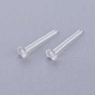Plastic Stud Earring Findings, Flat Round, Clear, 12x3mm, Pin: 0.7mm, about 1000pcs/bag(KY-G006-03-3m)