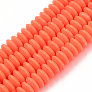 Handmade Polymer Clay Beads Strands, Flat Round, Orange Red, 8.5~9x3.5mm, Hole: 1.6mm, about 112pcs/strand, 15.75 inch~16.14 inch(40~41cm)(X-CLAY-N008-064-A10)