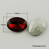 Glass Pointed Back Rhinestone, Back Plated, Faceted, Oval, Dark Red, 10x14x4mm(RGLA-Q011-10x14mm-4)