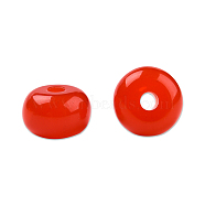 Resin Beads, Imitation Jade, Flat Round, Red, 8x4.5mm, Hole: 1.6~1.8mm(RESI-N034-02-Q01)