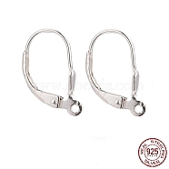 925 Sterling Silver Leverback Hoop Earring Findings, Silver, 16x9x3mm, Hole: 1mm(STER-A002-181)