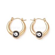 316 Stainless Steel Hoop Earrings, Enamel Evil Eye Earring for Women, Black, 22x20x5.2mm, Pin: 0.8mm(EJEW-I282-01C-01G)