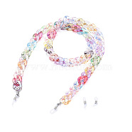 Eyeglasses Chains, Neck Strap for Eyeglasses, with Rainbow Transparent Acrylic Curb Chains, 304 Stainless Steel Lobster Claw Clasps and  Rubber Loop Ends, Colorful, 31.1 inch(79cm)(AJEW-EH00029)