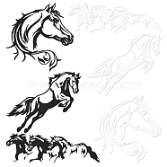 6 Sheets 6 Styles PET Cartoon Self Adhesive Car Stickers, Waterproof Horse Car Decorative Decals for Car Decoration, Mixed Color, 88~220x215~255x0.2~0.25mm, 1 sheet/style(STIC-GA0001-15)