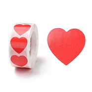 Heart Paper Stickers, Adhesive Labels Roll Stickers, Gift Tag, for Envelopes, Party, Presents Decoration, Red, 25x24x0.1mm, 500pcs/roll(X1-DIY-I107-01E)