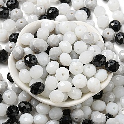 Glass Beads, Faceted, Rondelle, Black, 10x8mm, Hole: 1mm, about 560pcs/500g(EGLA-A034-LM10mm-48)