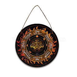 Artsy Woodsy Wheel of the Year Wood Witch Calendar Hanging Wall Decorations, with Jute Twine, Flat Round with Word, Butterfly Farm, 300x5mm(HJEW-WH0027-024)