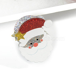 Christmas Glitter Acrylic Claw Hair Clips, for Women Girl, Santa Claus, 38x43mm(PW-WG53E0C-08)