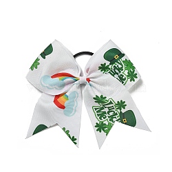 Saint Patrick's Day Big Bowknot Polyester Elastic Hair Ties, Hair Accessories for Girls or Women, Rainbow, 180x176.5x17.5mm(OHAR-H011-01C)