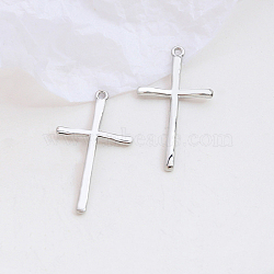 Alloy Pendants, Platinum, Cross Charm, Cross, 37x21mm(INS-PW0001-11J)