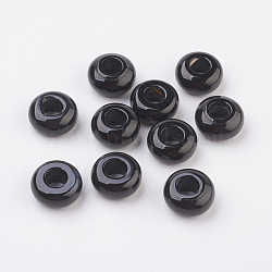 Randomly Mixed Natural Black Agate and Banded Agate European Beads, Large Hole Beads, Rondelle, Dyed, 12x6mm, Hole: 5mm(G-G740-12x6mm-12)