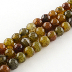 Dyed Natural Dragon Veins Agate Round Bead Strands, 8mm, Hole: 1mm, about 48pcs/strand, 14.9 inch(X-G-R342-8mm-08)