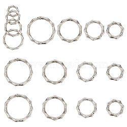 Elite 16Pcs 4 Styles Zinc Alloy Spring Gate Rings, Polygon Ring, Platinum, 29~49x6mm, Inner Diameter: 19~38mm, 4pcs/style(FIND-PH0007-92)