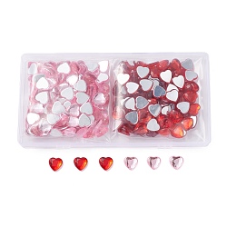 Imitation Taiwan Acrylic Rhinestone Cabochons, Flat Back & Faceted, Heart, Mixed Color, 12x12x2.5mm, 300pcs/box(GACR-SZ0001-03)