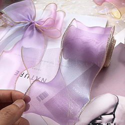 Organza Ribbon, for Bowknot Tie, Sew on Hair Barrette Accessories, Purple, 2-3/8 inch(60mm), about 38.28 Yards(35m)/Bag(OHAR-PW0001-139G)