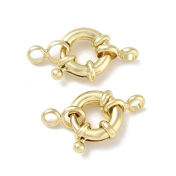 Brass Spring Ring Clasps, Real 18K Gold Plated, 11.5x4.5mm, Hole: 3mm