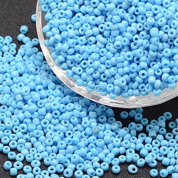 6/0 Glass Seed Beads, Grade A, Round, Opaque Colours, Deep Sky Blue, 3.6~4.0mm, Hole: 1.2mm, about 5000pcs/pound