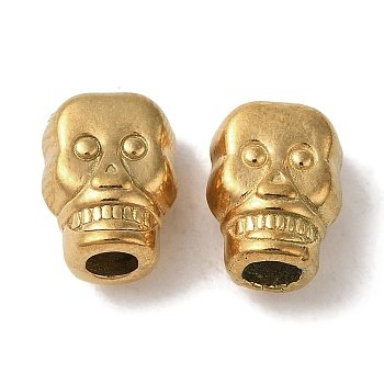 Ion Plating(IP) 304 Stainless Steel Beads, Skull, Golden, 9.5x7x5.5mm, Hole: 2.2mm